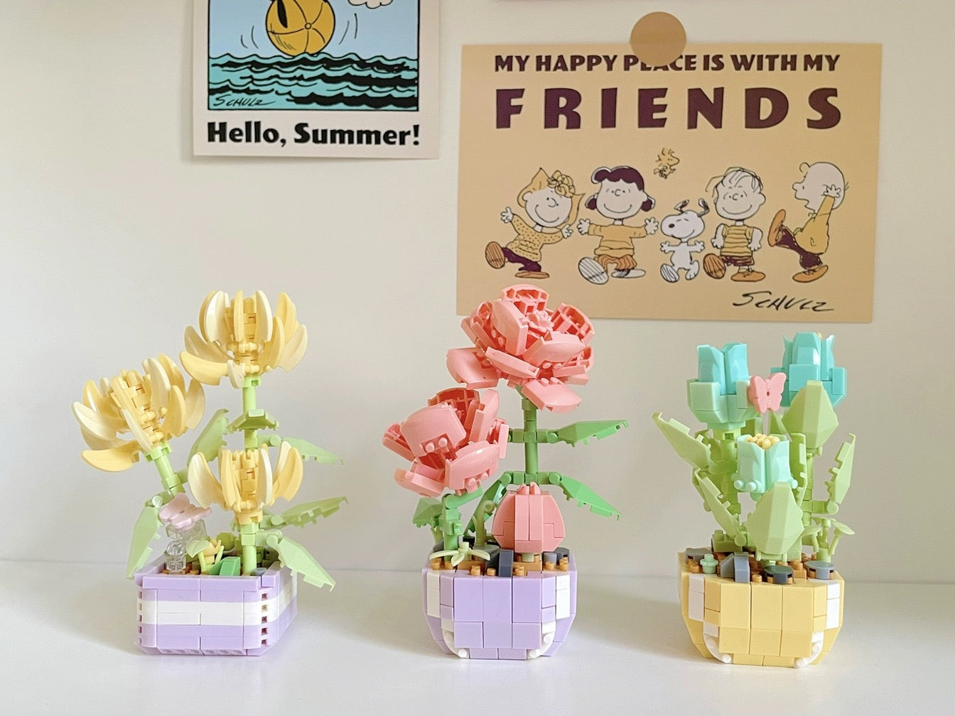 Mini Block Building Flower Dairy | Rose Sunflower Peony Daisy Tulip - Tiny Particle Assembly DIY Handmade Gift