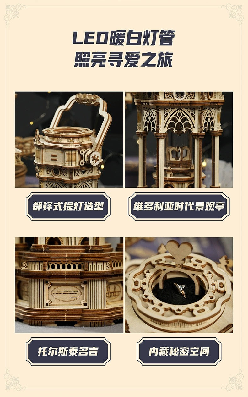 Craft Kits Wooden Music Box | Vintage Style Mechanical Music Box - DIY Handmade Mini World Miniature Gift