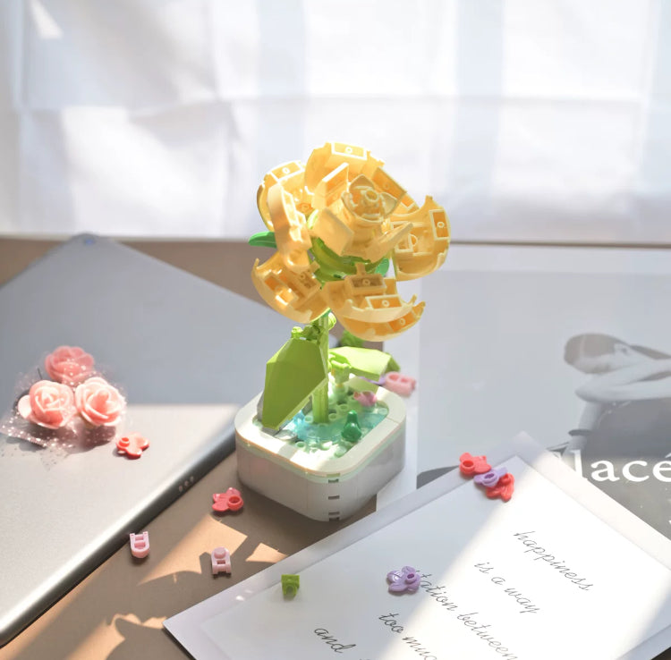 Mini Block Building Flower Series 2 | Yellow Rose Lilac Lily Bell - Tiny Particle Assembly DIY Handmade Gift