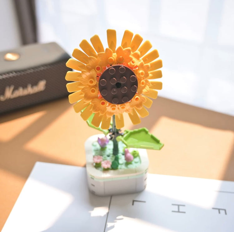 Mini Block Building Flower Series 1 | Daisy Pink Rose Sunflower - Tiny Particle Assembly DIY Handmade Gift