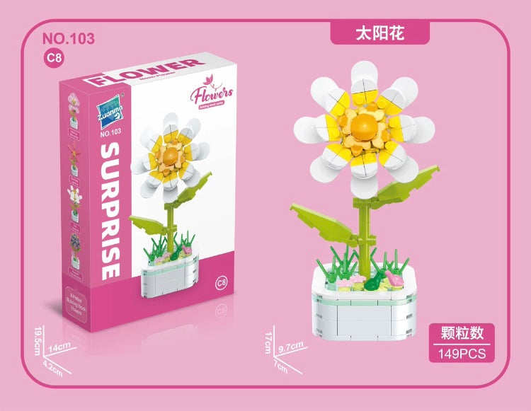 Mini Block Building Flower Series 3 | Lily Flower Camellia Hyacinth - Tiny Particle Assembly DIY Handmade Gift