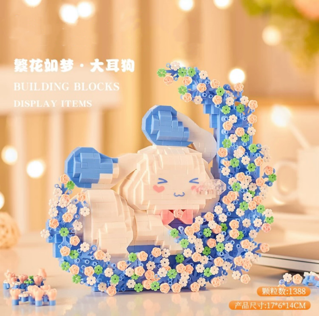 Mini Block Building Block Japanese Cartoon Moon Flower | Cinnamoroll Pochacco Bear - with LED Lights DIY Valentine Children Handmade Gift