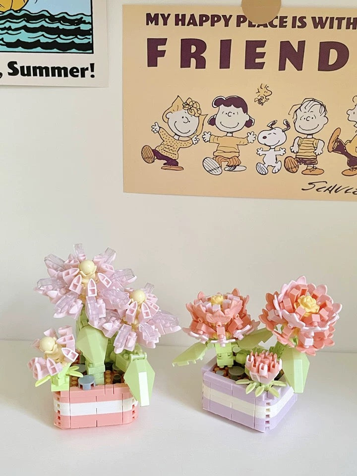 DIY handmade Mini Block Building Block Flower Dairy | Rose Sunflower Peony Daisy Tulip - Tiny Particle Assembly