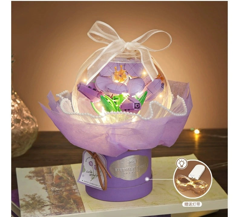 Loz Building Block Eternal Flowers Set | Rose SunFlower - with LED Lights Valentine Wedding Gift DIY Handmade Gift