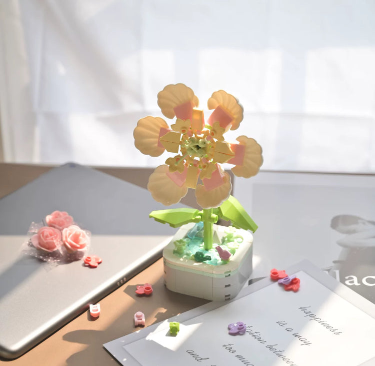 Mini Block Building Flower Series 2 | Yellow Rose Lilac Lily Bell - Tiny Particle Assembly DIY Handmade Gift