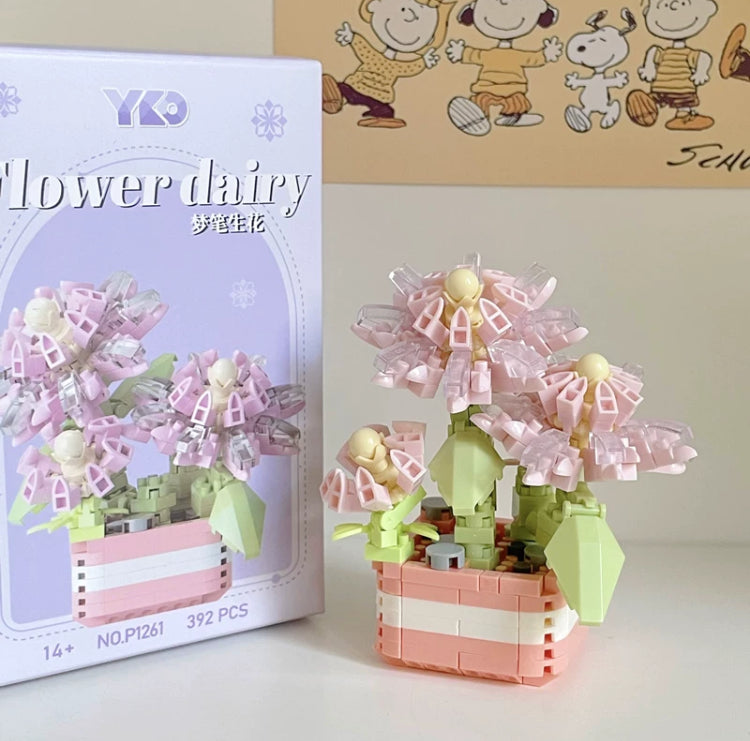 Mini Block Building Flower Dairy | Rose Sunflower Peony Daisy Tulip - Tiny Particle Assembly DIY Handmade Gift