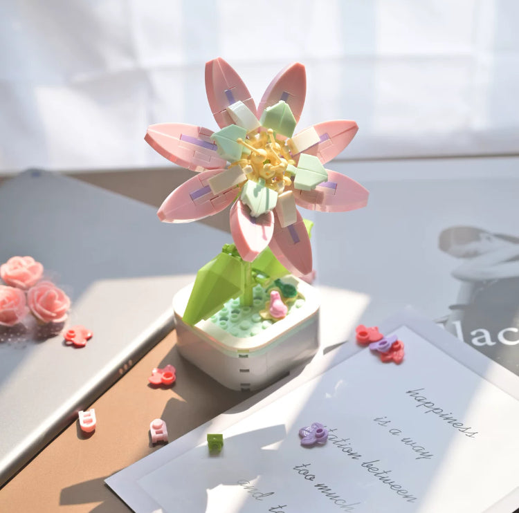 Mini Block Building Flower Series 2 | Yellow Rose Lilac Lily Bell - Tiny Particle Assembly DIY Handmade Gift
