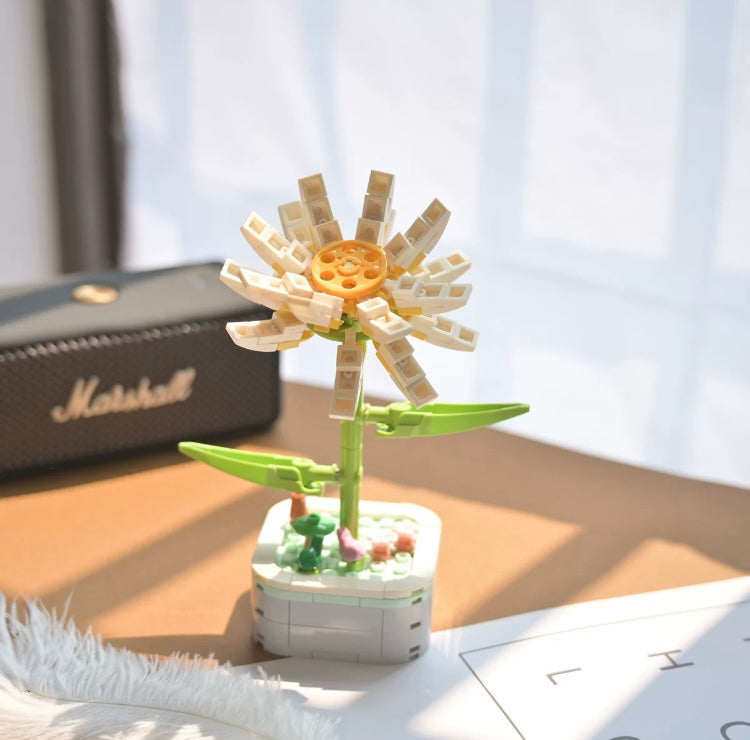 Mini Block Building Flower Series 1 | Daisy Pink Rose Sunflower - Tiny Particle Assembly DIY Handmade Gift