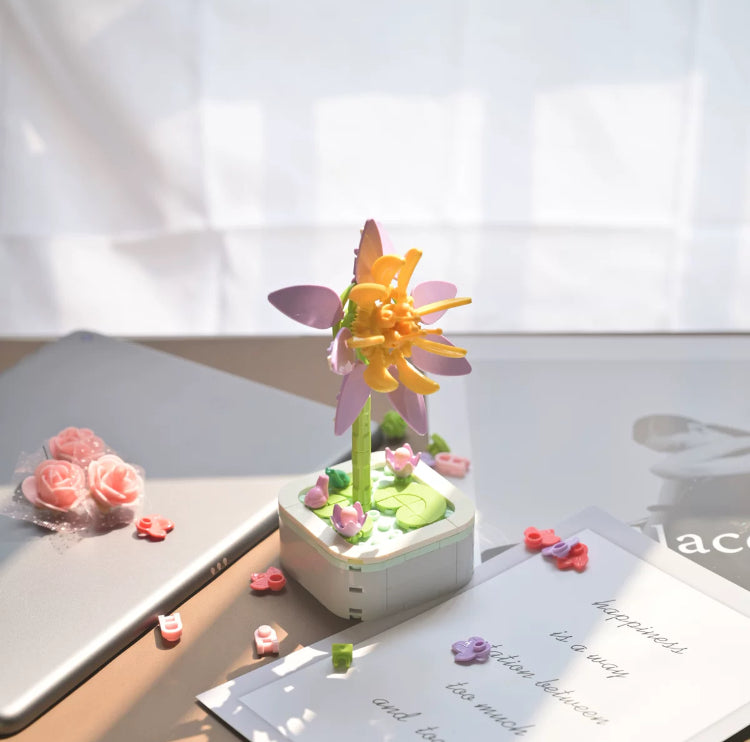Mini Block Building Flower Series 2 | Yellow Rose Lilac Lily Bell - Tiny Particle Assembly DIY Handmade Gift
