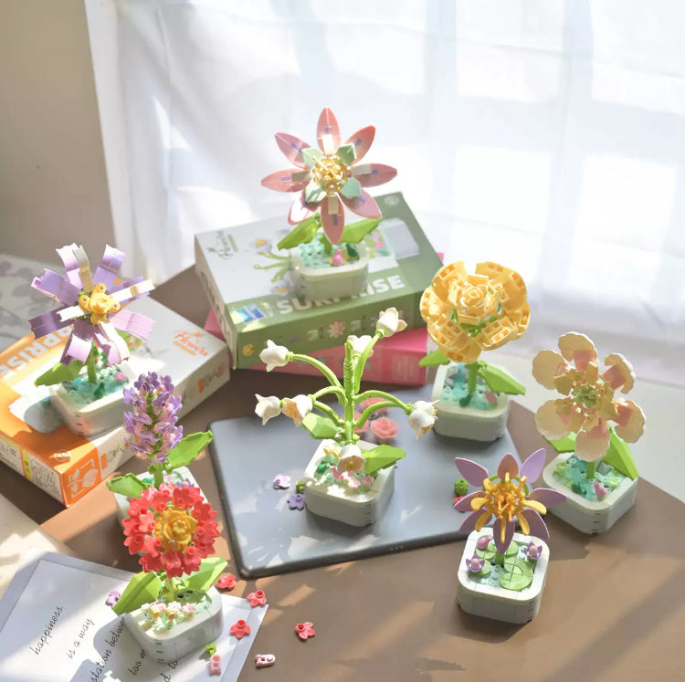 Mini Block Building Flower Series 2 | Yellow Rose Lilac Lily Bell - Tiny Particle Assembly DIY Handmade Gift