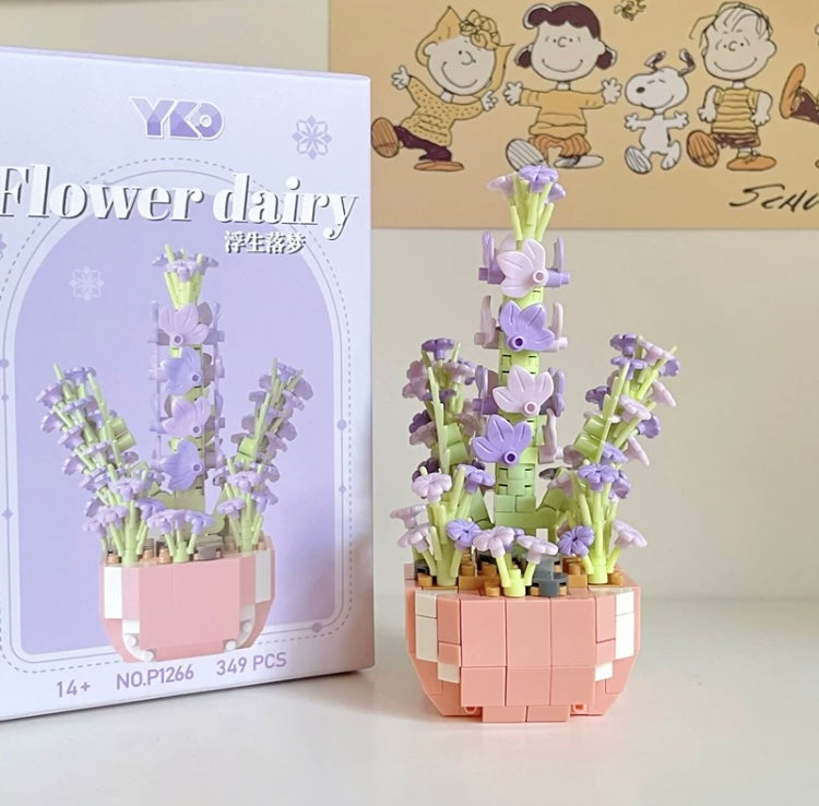 Mini Block Building Flower Dairy | Rose Sunflower Peony Daisy Tulip - Tiny Particle Assembly DIY Handmade Gift