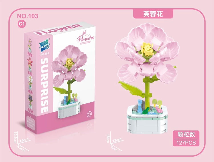 Mini Block Building Flower Series 3 | Lily Flower Camellia Hyacinth - Tiny Particle Assembly DIY Handmade Gift