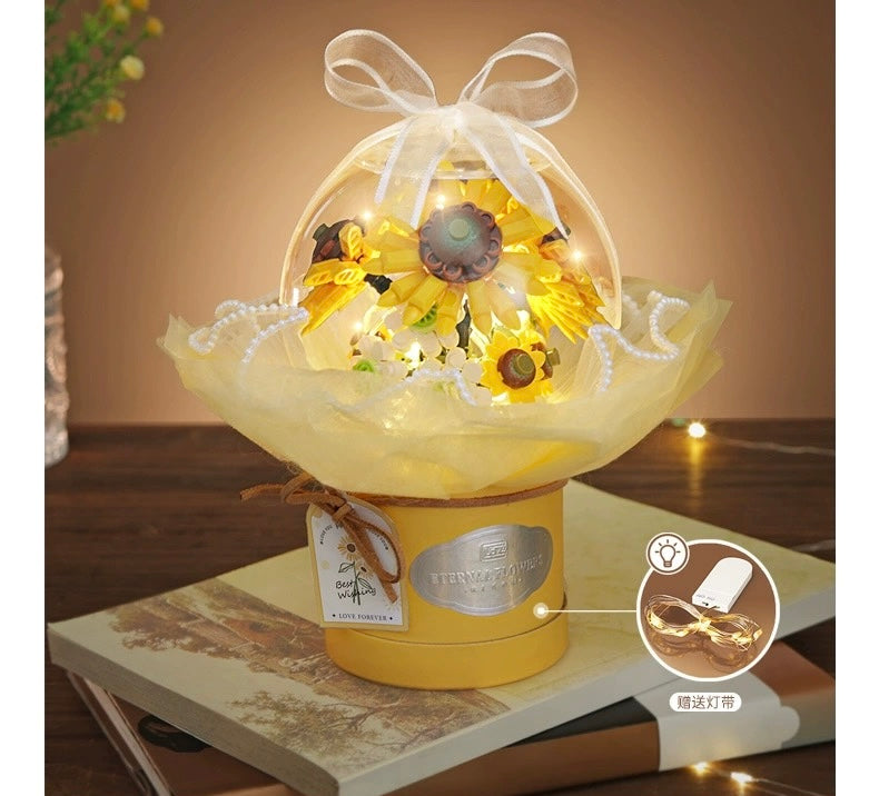 Loz Building Block Eternal Flowers Set | Rose SunFlower - with LED Lights Valentine Wedding Gift DIY Handmade Gift