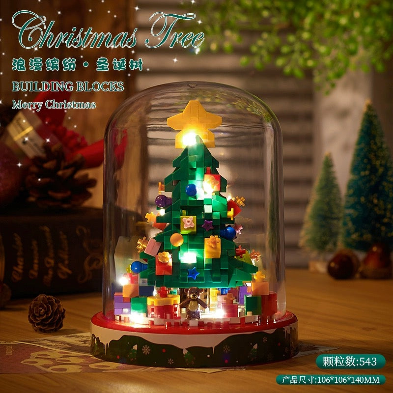 Mini Block Building with Cover | Christmas Tree - with LED Lights Xmas Gift DIY Handmade Gift