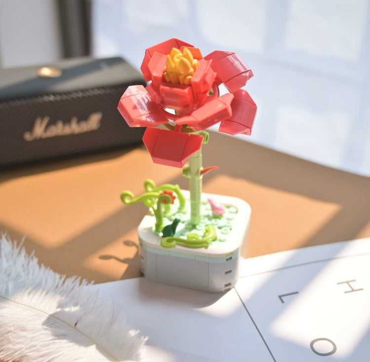 Mini Block Building Flower Series 1 | Daisy Pink Rose Sunflower - Tiny Particle Assembly DIY Handmade Gift