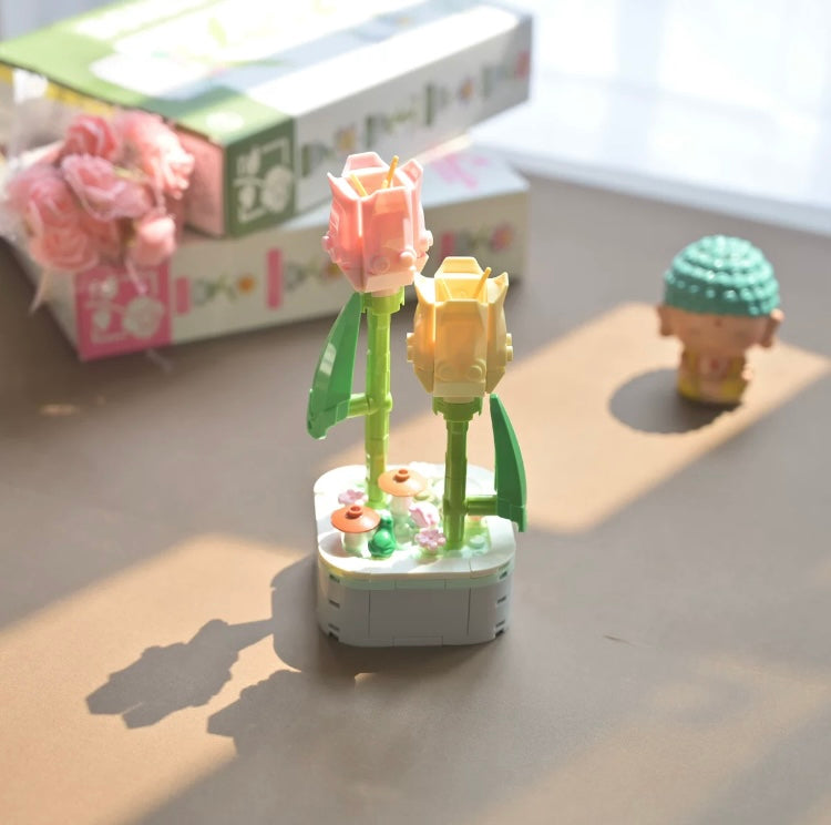 Mini Block Building Flower Series 1 | Daisy Pink Rose Sunflower - Tiny Particle Assembly DIY Handmade Gift