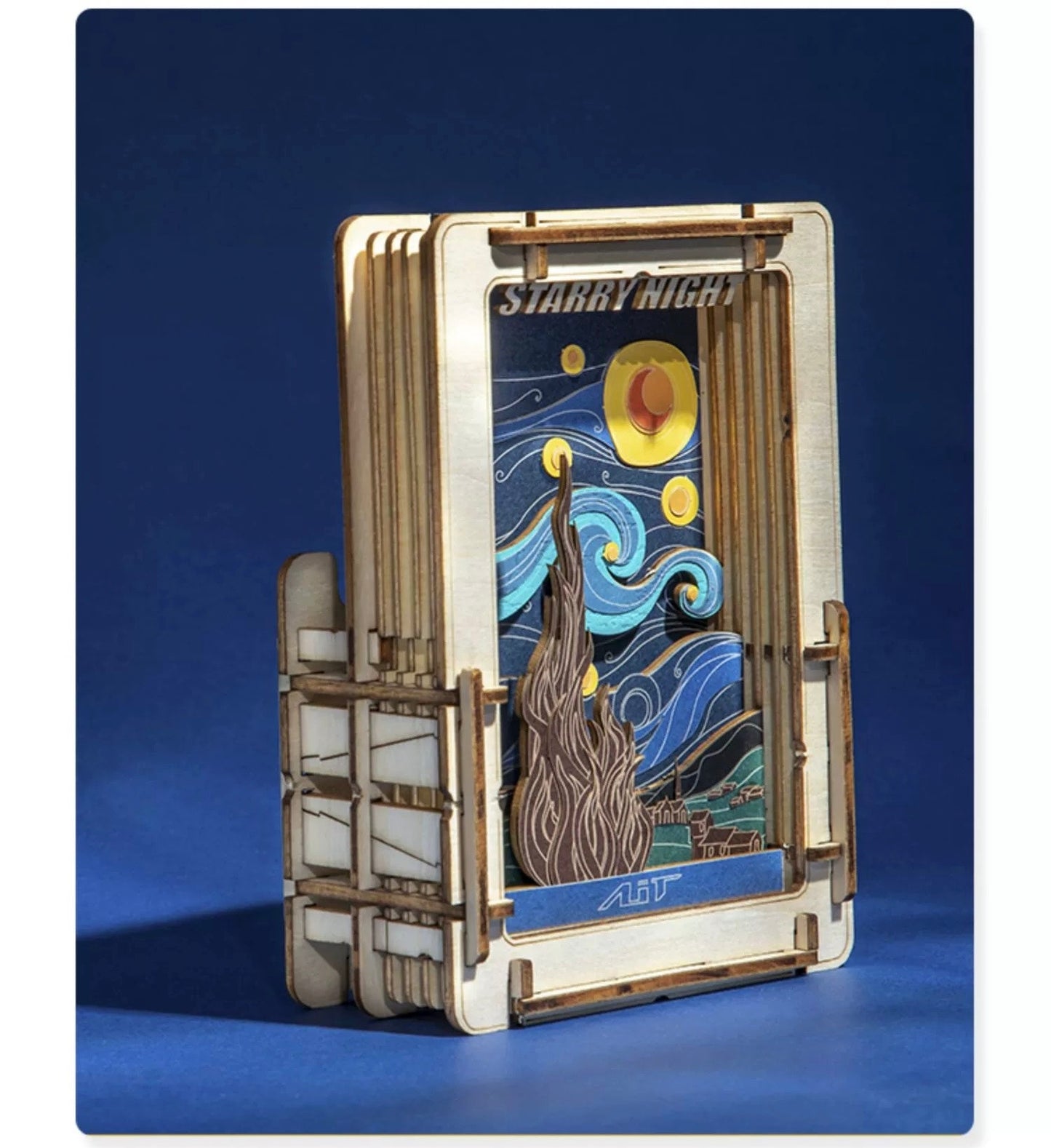DIY Wooden Jigsaw Puzzle Multi-Purpose World Famous Paintings | Starry Night - Art Frame Home Decoration Gift