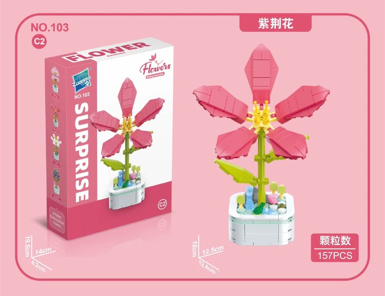 Mini Block Building Flower Series 3 | Lily Flower Camellia Hyacinth - Tiny Particle Assembly DIY Handmade Gift