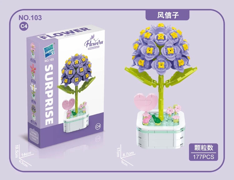 Mini Block Building Flower Series 3 | Lily Flower Camellia Hyacinth - Tiny Particle Assembly DIY Handmade Gift