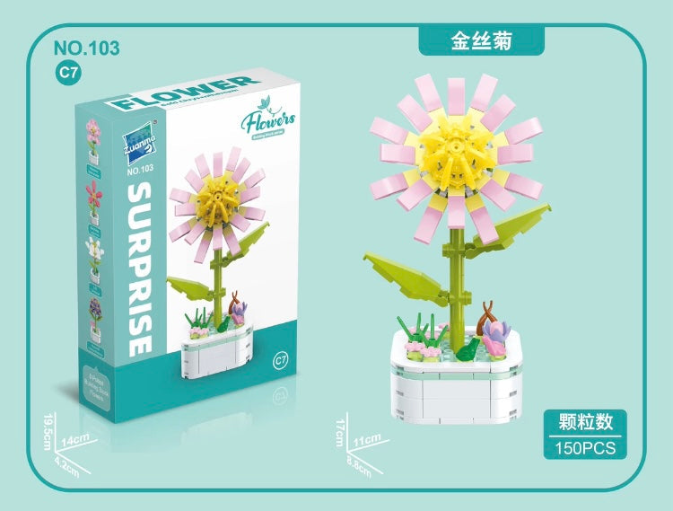 Mini Block Building Flower Series 3 | Lily Flower Camellia Hyacinth - Tiny Particle Assembly DIY Handmade Gift
