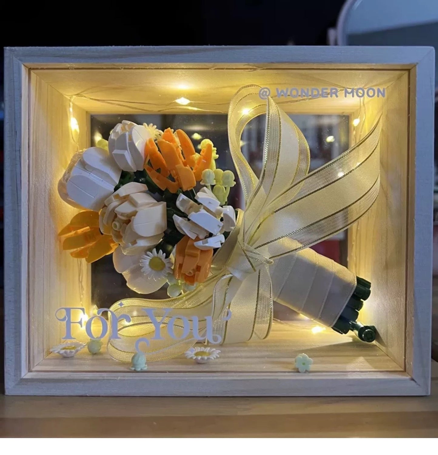Craft Kits Romantic Flower Bouquet | Pink Rose Yellow Rose - with LED Lights Valentine Wedding Gift DIY Handmade Gift
