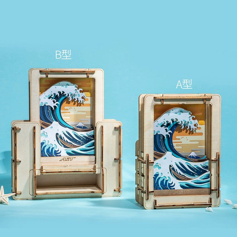 DIY Wooden Jigsaw Puzzle Multi-Purpose World Famous Paintings | The Great Wave off Kanagawat - Art Frame Home Decoration Gift