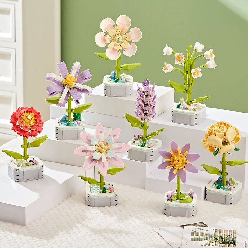 Mini Block Building Flower Series 2 | Yellow Rose Lilac Lily Bell - Tiny Particle Assembly DIY Handmade Gift