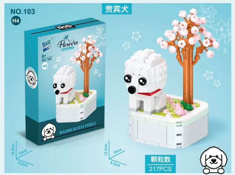 Mini Block Building Dog Plant | Bulldog Poodle Dachshund - Tiny Particle Assembly DIY Handmade Children Gift