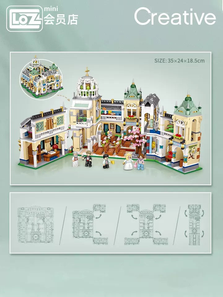 Loz Building Mini Block Wedding Theme | Wedding Chapel 3308pcs - Valentine Wedding Gift DIY Handmade Gift