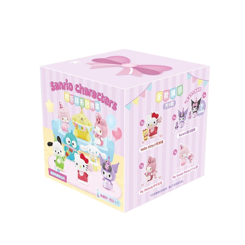 Sanrio Characters Cute Happy Party with Box Series | Hello Kitty My Melody Piano Kuromi Cinnamoroll Pompompurin Pochacco Hangyodon - Kawaii Decoration Collectable Toys Toy Collection