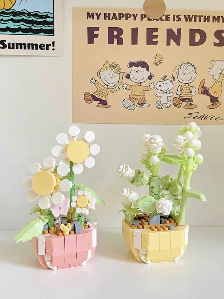 DIY handmade Mini Block Building Block Flower Dairy | Rose Sunflower Peony Daisy Tulip - Tiny Particle Assembly