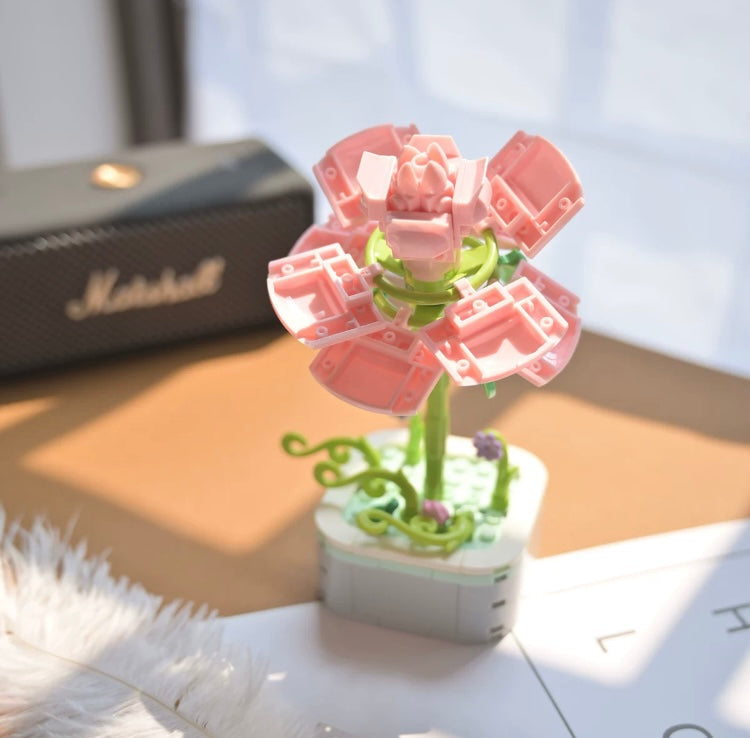 Mini Block Building Flower Series 1 | Daisy Pink Rose Sunflower - Tiny Particle Assembly DIY Handmade Gift