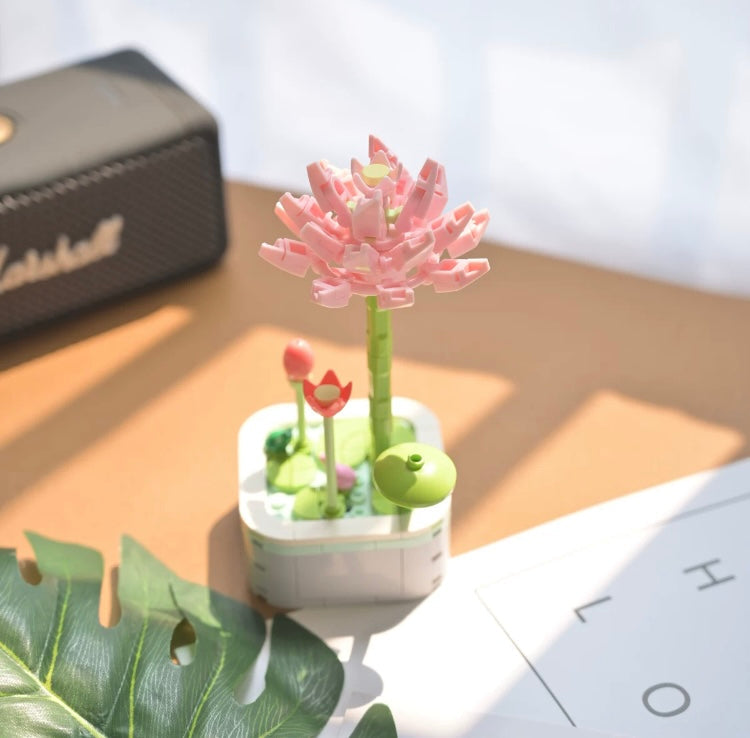 Mini Block Building Flower Series 1 | Daisy Pink Rose Sunflower - Tiny Particle Assembly DIY Handmade Gift