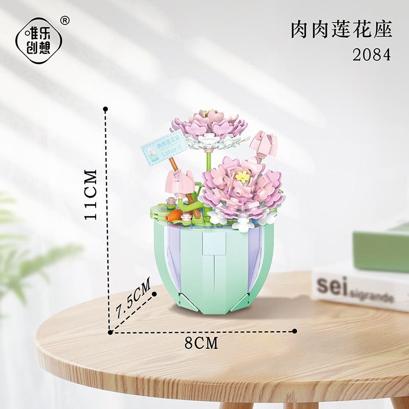 Mini Block Building Flower Dairy | Rose Jasmine Lilybell Daisy Cactus - Tiny Particle Assembly DIY Handmade Gift