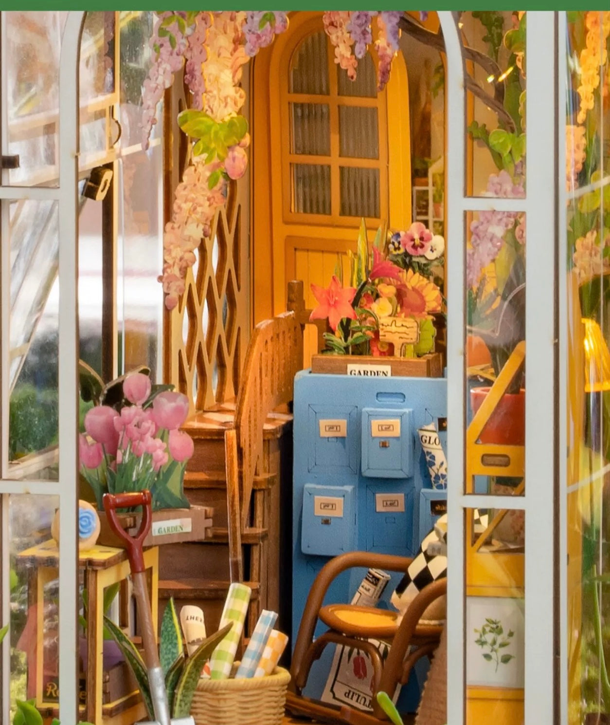 Craft Kits Wooden Booknook & Wonderland | French Flower Garden - DIY Handmade Mini World Miniature Gift with LED Light