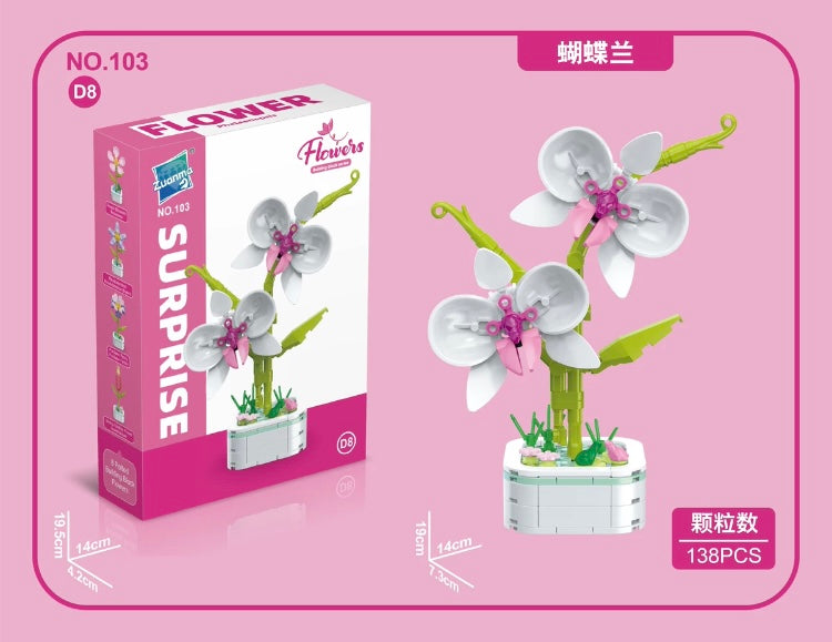 Mini Block Building Flower Series 4 | Peach Blossom Carnation - Tiny Particle Assembly DIY Handmade Gift