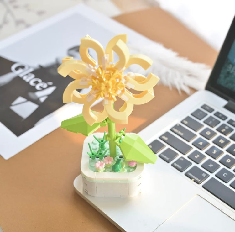 Mini Block Building Flower Series 4 | Peach Blossom Carnation - Tiny Particle Assembly DIY Handmade Gift