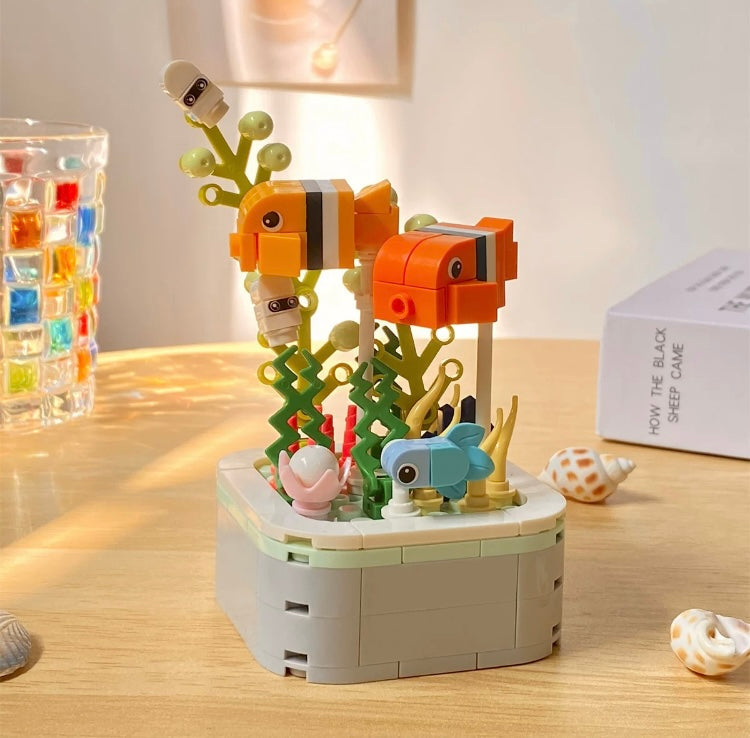 Mini Block Building Ocean Marine Life Plant | Turtle Fish Shark - Tiny Particle Assembly DIY Handmade Children Gift