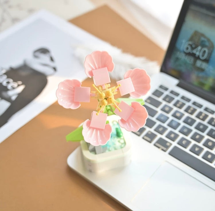 Mini Block Building Flower Series 4 | Peach Blossom Carnation - Tiny Particle Assembly DIY Handmade Gift