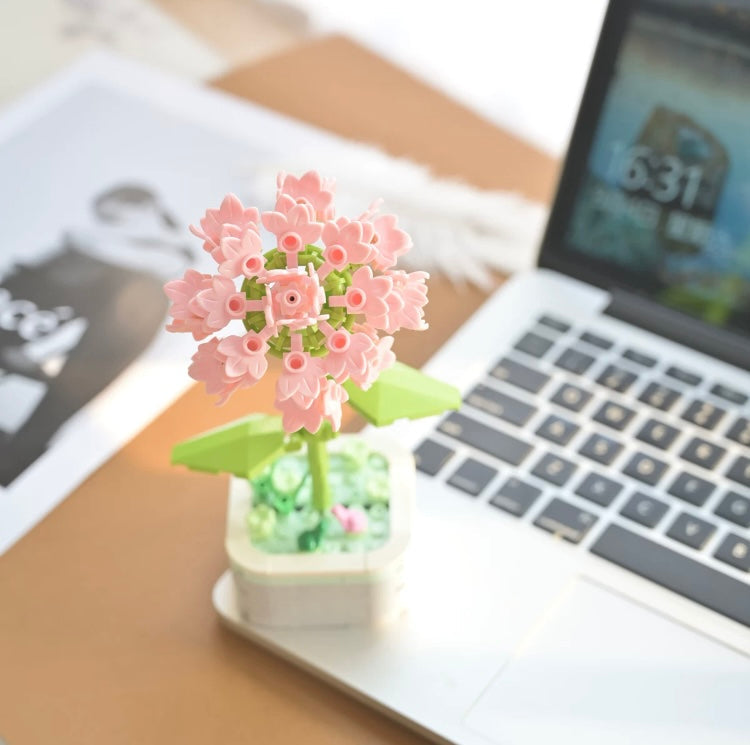 Mini Block Building Flower Series 4 | Peach Blossom Carnation - Tiny Particle Assembly DIY Handmade Gift