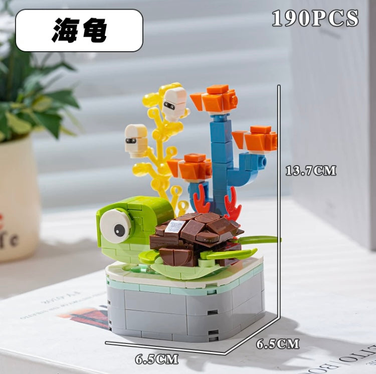 Mini Block Building Ocean Marine Life Plant | Turtle Fish Shark - Tiny Particle Assembly DIY Handmade Children Gift
