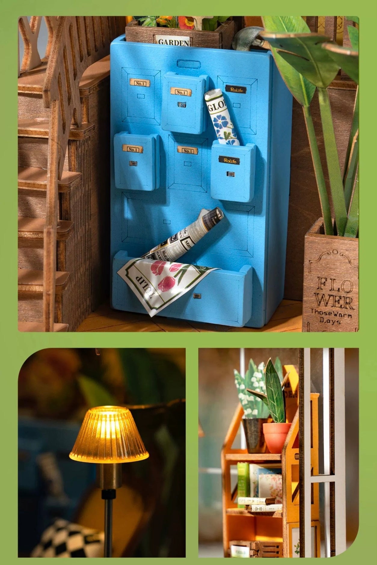 Craft Kits Wooden Booknook & Wonderland | French Flower Garden - DIY Handmade Mini World Miniature Gift with LED Light