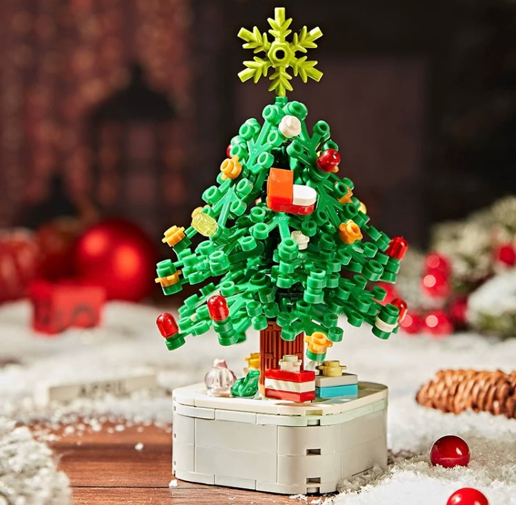 Mini Block Christmas Tree Chinese New Year | Green Pink Xmas Tree Tangerine - Building Block Christmas Gift DIY Handmade Gift
