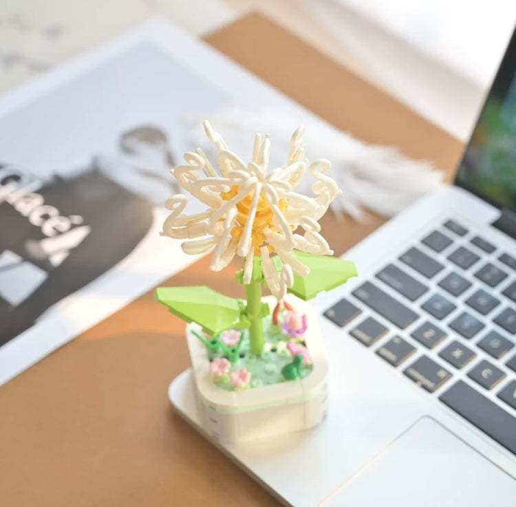 Mini Block Building Flower Series 4 | Peach Blossom Carnation - Tiny Particle Assembly DIY Handmade Gift