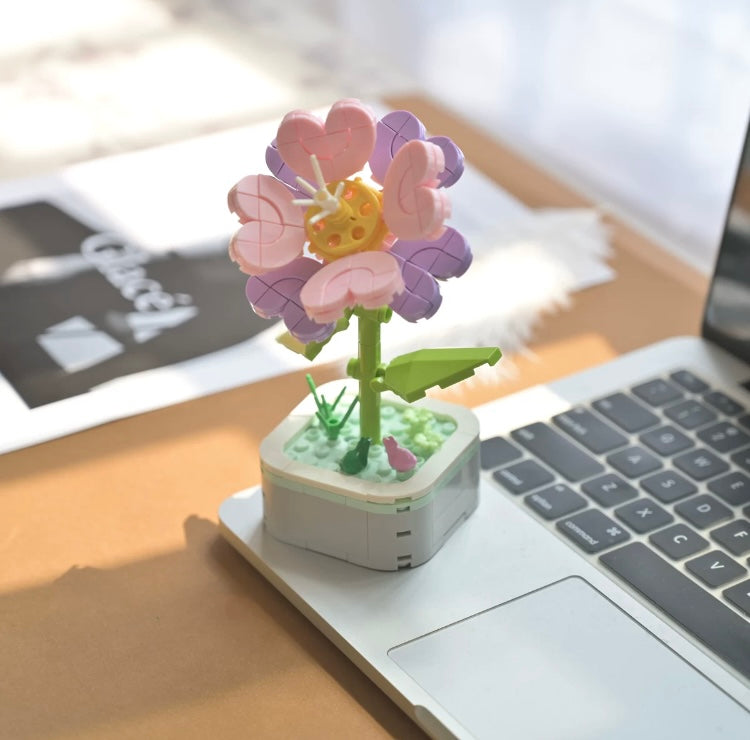 Mini Block Building Flower Series 4 | Peach Blossom Carnation - Tiny Particle Assembly DIY Handmade Gift