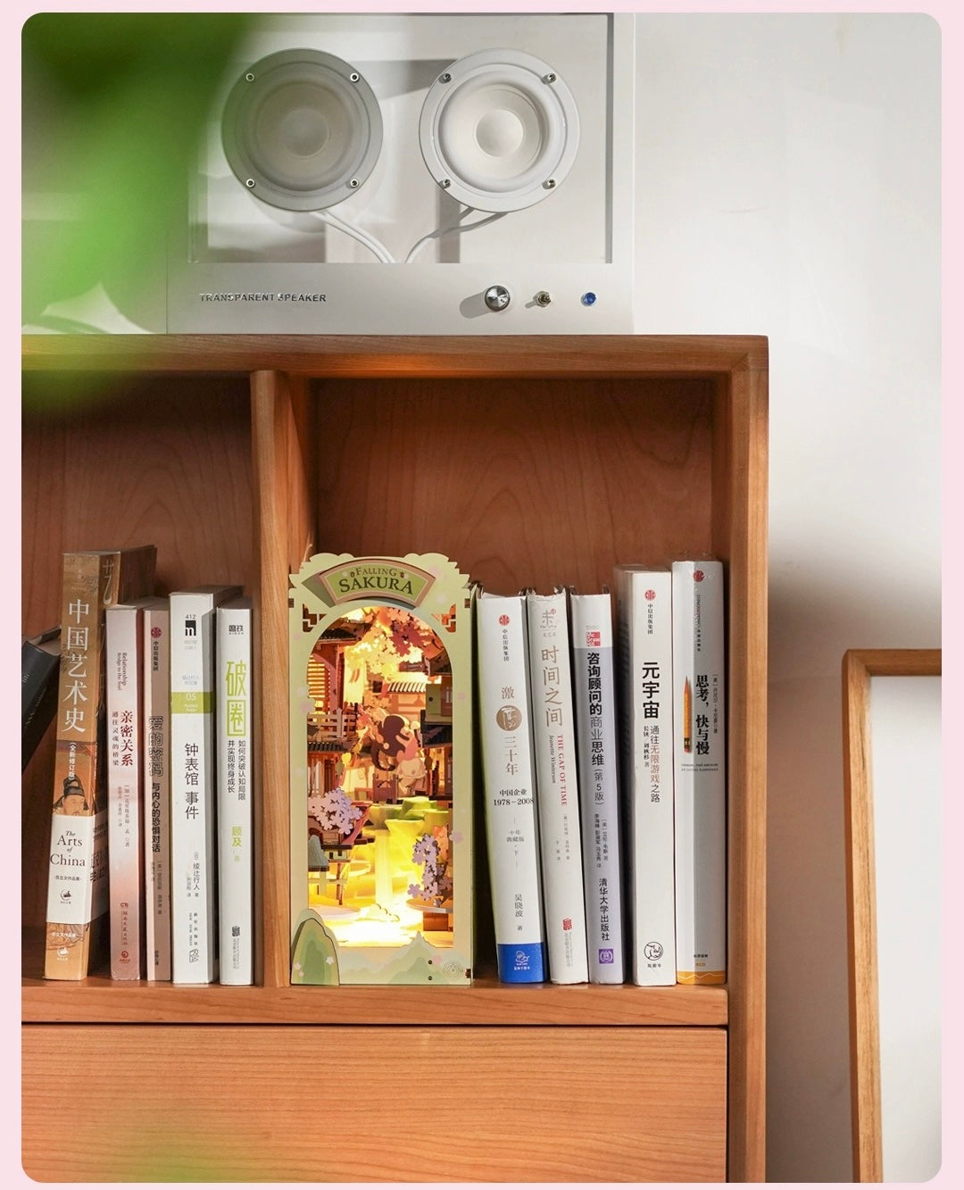 Craft Kits Wooden Booknook & Wonderland | Falling Sakura - DIY Handmade Mini World Miniature Gift with LED Light