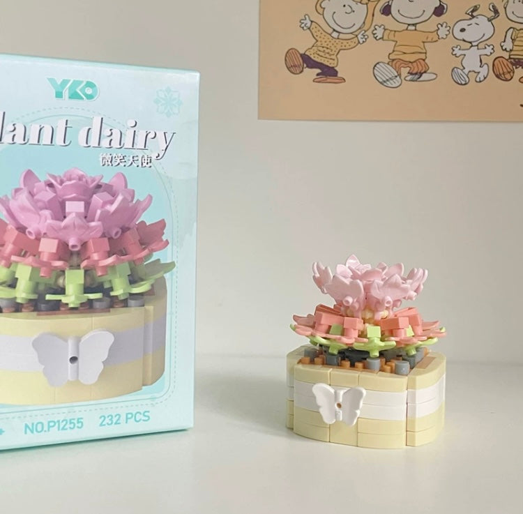 Mini Block Building Plant Dairy | Succulent Plants Cactus - Tiny Particle Assembly DIY Handmade Gift