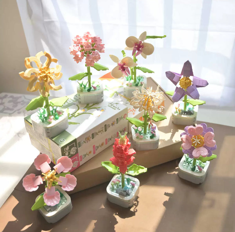 Mini Block Building Flower Series 4 | Peach Blossom Carnation - Tiny Particle Assembly DIY Handmade Gift