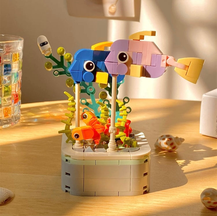 Mini Block Building Ocean Marine Life Plant | Turtle Fish Shark - Tiny Particle Assembly DIY Handmade Children Gift