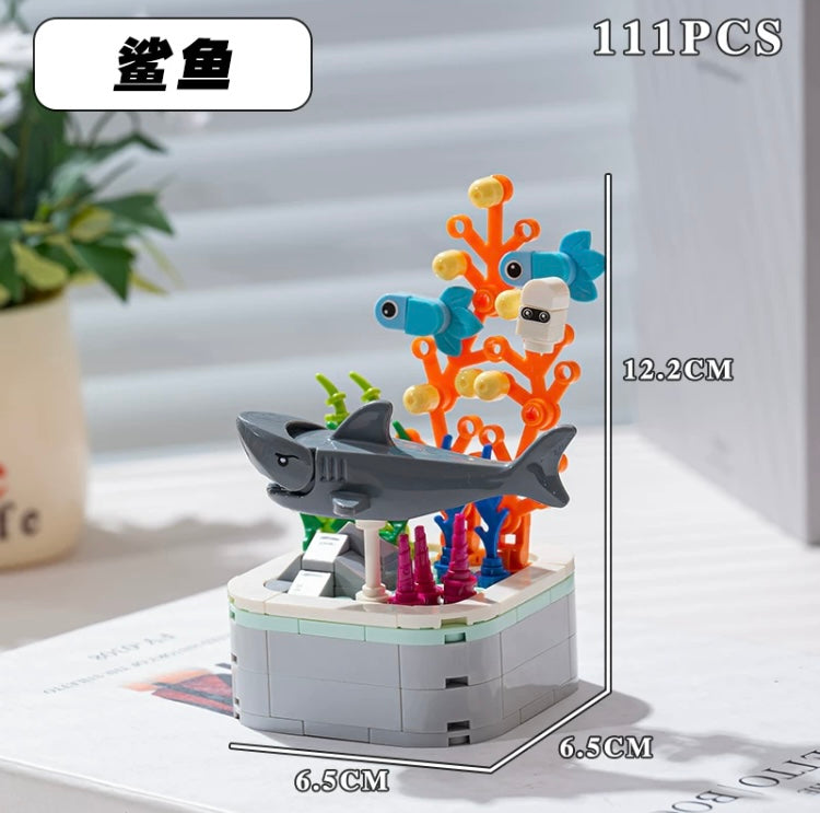 Mini Block Building Ocean Marine Life Plant | Turtle Fish Shark - Tiny Particle Assembly DIY Handmade Children Gift